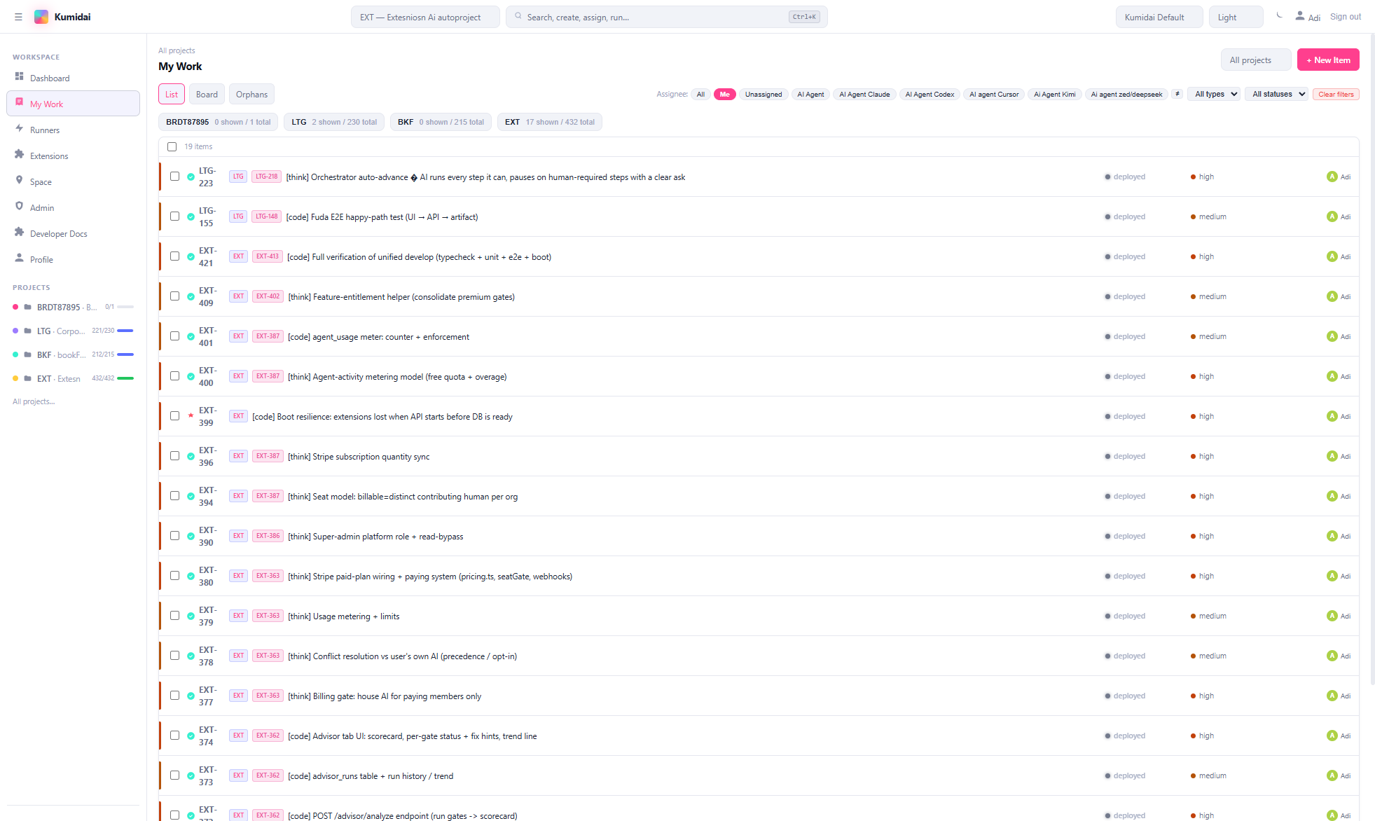 My Work queue with agent and human assignees